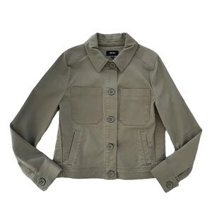 ME+EM Khaki Green Utility Cotton Cropped Layering Outdoor Minimalist Jacket SZ 4